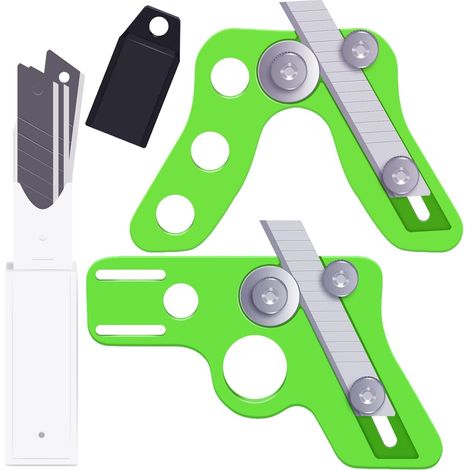 Lot de 2 coupe-bordures pour bords de placage - Avec 10 lames - Coupe-bordure pour bordures et bordures - Pour courbes, courbes et lignes droites - Coupe-bordure en bois à une main avec lame de (1/5)