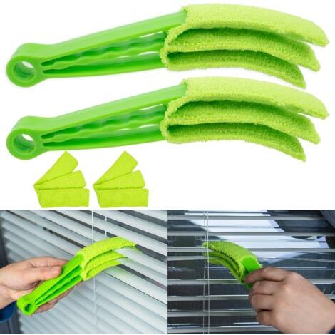 Lot de 2, Brosse de Nettoyage, pour Store de Fenêtre, Stores à Enrouleur et lamelles, avec Manchon en Microfibre, Nettoyage pour Stores vénitiens et Volets, Brosse de Nettoyage pour Volets, radiateur