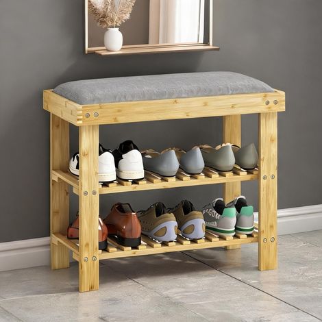 Console natural y Gris en bambú 60 x 29 x 49 cm (1/5)