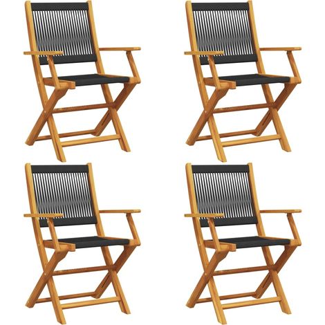 Maison Exclusive - Sedie da Giardino Pieghevoli 4pz Nere Legno Massello di Acacia