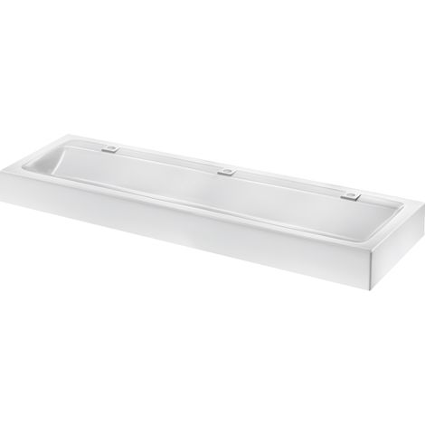 Delabie – Vasque suspendue MINERALCAST encastrée L 1800 – 3 places de lavage – Surface homogène et sans pores – Vidange à clapet Ø 35 (1/3)