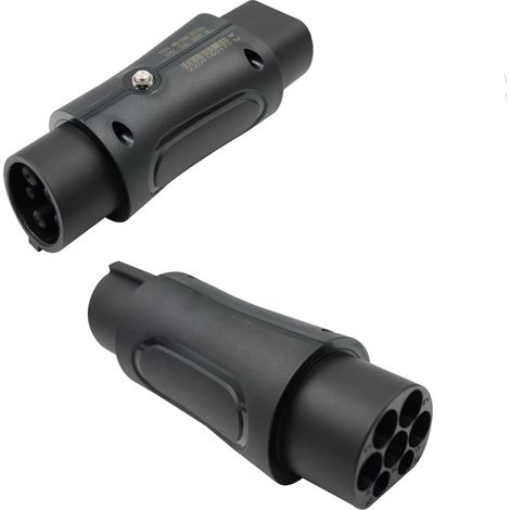 Adaptateur de Chargeur de Voiture Type 2 vers Type 1-32 A 7,2 KW - Connecteur Noir monophasé avec étui de Protection (Ports d'alimentation de Type 2 vers Port de Voiture de Type 1) (1/5)