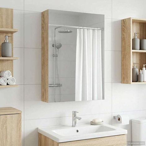 vidaXL Mobiletto per specchio da bagno con lo scaffale Rovere