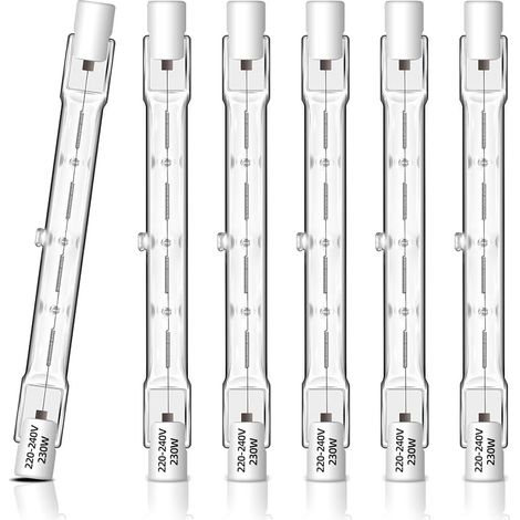 Lot de 6 Ampoule Halogène R7S 118mm 230W Dimmable, Ampoule R7s Linéaire 2700K Blanc Chaud, 4650LM, AC 230V, J118 Halogène pour Projecteur, l’éclairage de Paysage, Lampe de Travail, Lampadaire (1/5)