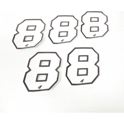 Autocollant stickers UFO pour moto Numero 8 blanc 130x105mm Neuf