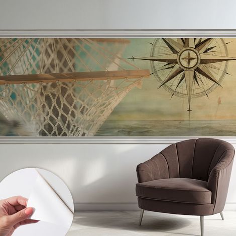 Papier peint adhésif décoratif pour chambre et salon Design moderne à poser facilement Détente au bord de la mer 250x104 cm (1/5)