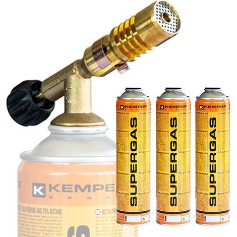 Kemper – Kit de soudage à gaz flamme – 3 cartouches 330g – Flamme réglable 650° à 1800° – Matériaux durables ABS et laiton (1/7)