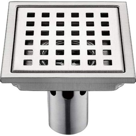 Memkey – Siphon de sol en acier inoxydable 304, 150 mm – Double grille et crépine amovible – Drainage efficace et protection contre les insectes – 15 cm (1/4)