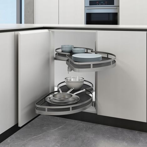 Eck-Gepäckkorb, rechts, 600 mm, Anthrazit, für einen Eckschrank (1/5)