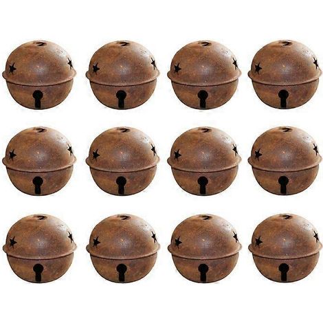 12 grelots en métal rouillé de 40 mm en forme d'étoile, pour décorations de Noël, d'intérieur et d'extérieur, pour fêtes et loisirs créatifs. (1/5)