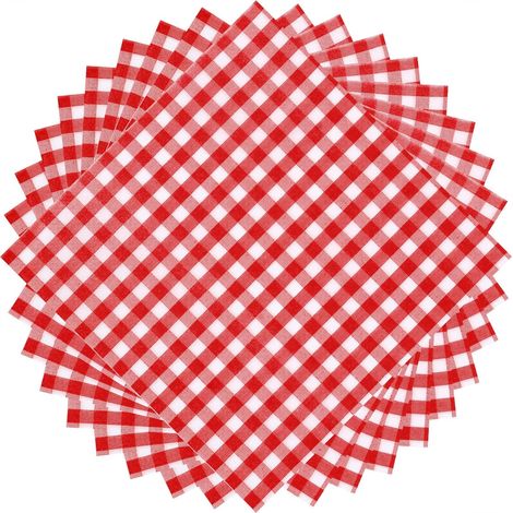 100 Feuilles Serviettes en Papier Vichy Serviettes en Papier Jetables à Carreaux 12,9 x 12,9 Pouces Serviettes à Dîner 3 Couches pour Pique-Nique Barbecue Anniversaire Noël(Rouge et Blanc) (1/5)