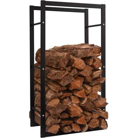 Range bûches métal support bois de chauffage robuste 200kg intérieur extérieur stable antidérapant (1/5)