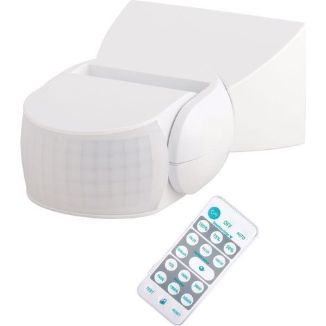 Arum Lighting – Détecteur de mouvement mural infrarouge IP65 – Télécommande incluse – Portée 12m – Angle de détection 180° – Installation intérieure/extérieure