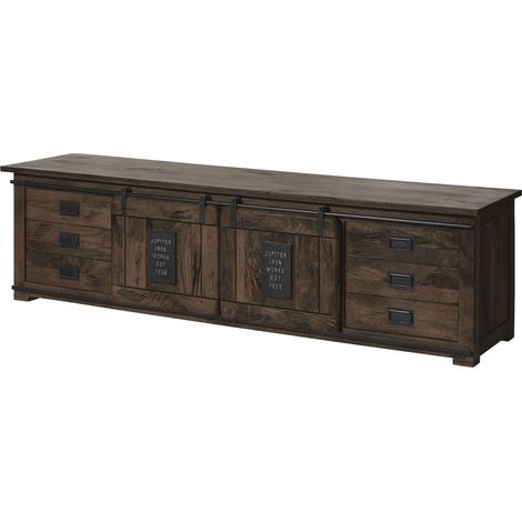 TV-Board Mango 220x55x60 grau lackiert RAILWAY 266