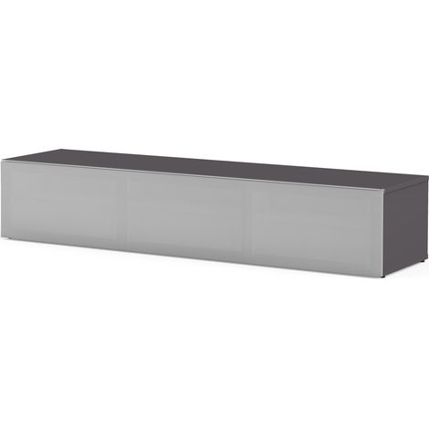 Meuble TV tissu acoustique et mélaminé gris Philladelphie 160 cm