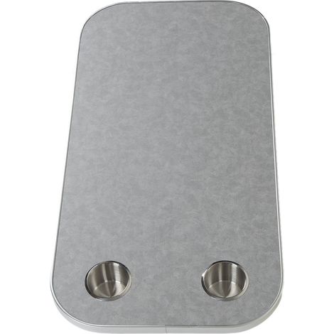 Tablette rectangulaire en bois massif 400x800mm amovible avec 2 porte-gobelets, grise, pour camping-car, bateau et caravane (1/5)