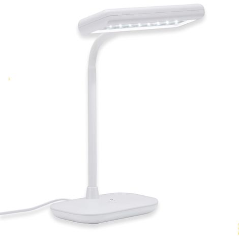 Lampe de bureau à LED, lumière du jour 6500 Kelvin, 800 lumen, 7,5 Watt, cou orientable et pivotant, blanc, 44 x 23 x 12 cm (1/5)