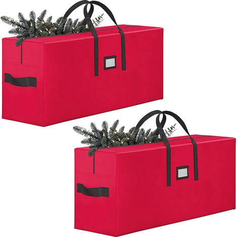 2Housse de Rangement Sapin Artificiel Démontable Grand Sac Conteneur Stockage avec Poignée 122x38x50cm (1/5)