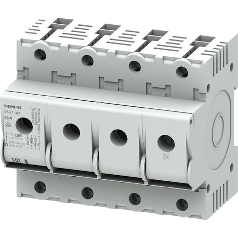Siemens MINIZED, Seccionador con fusible, D02, 3P+N, In: 63 A, Un AC: 400 V, 5SG7163