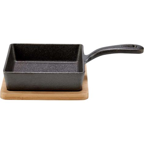 Gusseiserne Bratpfanne mit Bambuseinsatz 14x24 cm (1/5)