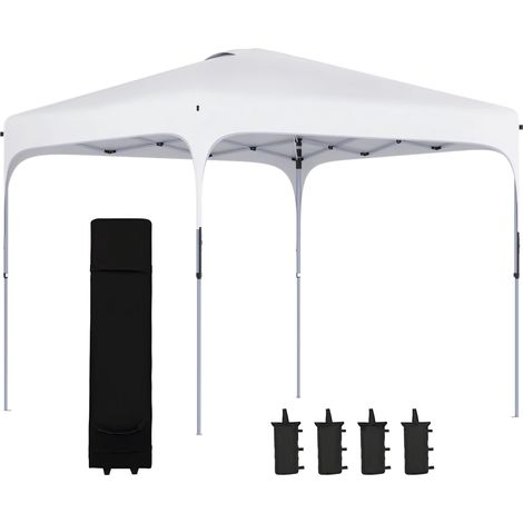 Abri pliant, tente de marché/barnum à montage rapide, sac de rangement inclus, idéal pour événements commerciaux et camping (Blanc) (1/5)