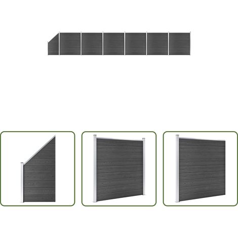 Barrière de jardin - Ensemble de panneau de clôture WPC 1138x(105-186) cm Noir (1/5)
