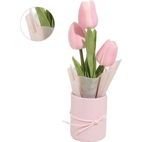 Ramo de tulipanes rosas para armar (flores artificiales), 6x8 cm