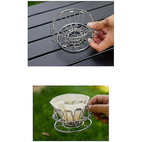 Plateau ou support à café portable et pliable en acier inoxydable, idéal pour les cafetières, les filtres, le camping, la cuisine ou le bureau.-AquaForge (1/5)