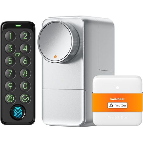Lock Pro WiFi avec Clavier Tactile, Serrure Électronique Bluetooth, Étanchéité IP65, S'adapte à Votre Cylindre Existant (Lock Pro+Keypad Touch+Hub Mini Matter Enabled) (1/5)