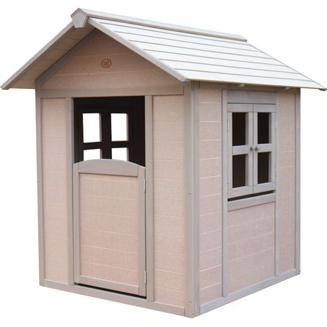 Maisonnette en bois écologique pour enfant – Résistant aux intempéries – Fenêtres ouvrantes – Dimensions 120x120cm – Cabane de jardin durable – AXI