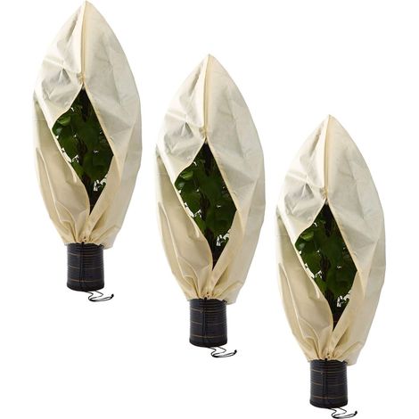 Housse de Plante,Couverture de Gel de Plante Housse D'hivernage Réutilisable Anti-Givre Cordon de Serrage Fermeture éclair Non Tissée (3PCS),180120cm (1/5)