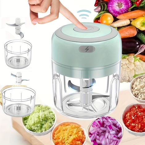 Mini robot culinaire 250 ml, hachoir à viande, petit robot culinaire avec 3 lames en acier inoxydable, hachoir électrique, viande, légumes, fruits. (1/5)