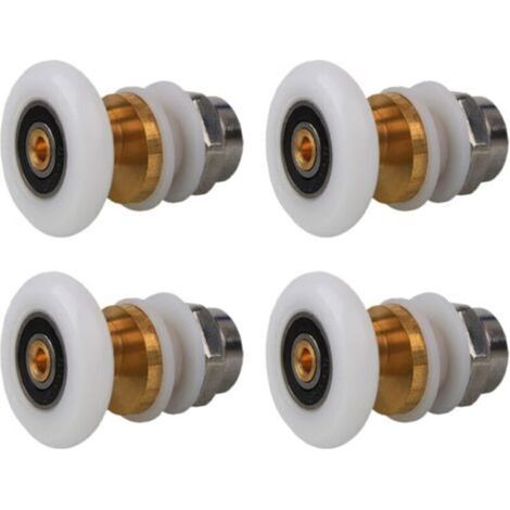 Roulettes Porte de Douche 20mm, Roulette Porte Coulissante Douche en Laiton 4 Pièces pour Rouleau pour Remplacement de Douche Coulissante Verre Porte Coureurs Rouleaux (20MM)