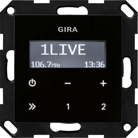 Gira UP-Radio RDS o.Lautsprecher System 55 Schwarzglasoptik 228405 (1/2)