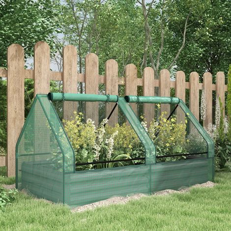 Gris Vert 185x95x92 cm - Grande jardinière extérieure doté de mini serre à base oue pour balcon terrasse de et