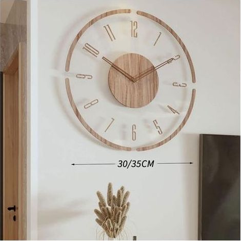– Robuste, runde Wanduhr aus Holz – Vintage-Design mit durchbrochenem Muster – Geräuschloses Uhrwerk – Einfache Montage mit Haken (1/5)