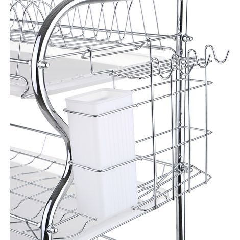 Égouttoir multifonctionnel à 3 niveaux pour ustensiles de cuisine, avec porte-baguettes/couteaux/planche à découper. (1/5)