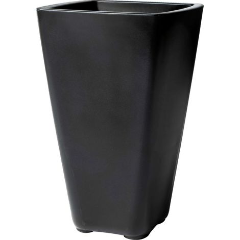 Step2 Bridgeview - Pot De Fleur Grand - Onyx Noir  42,8 X 42,8 X 66 Cm - Jardinière Balcon Léger Et Facile À Déplacer - Plastique Rotomoulé