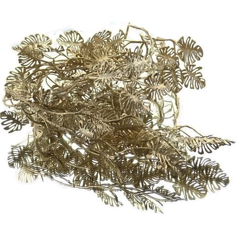 Weihnachtsgirlande Mini-Monstera Goldfarben mit Glitter 118 cm - Kunstpflanze (1/2)