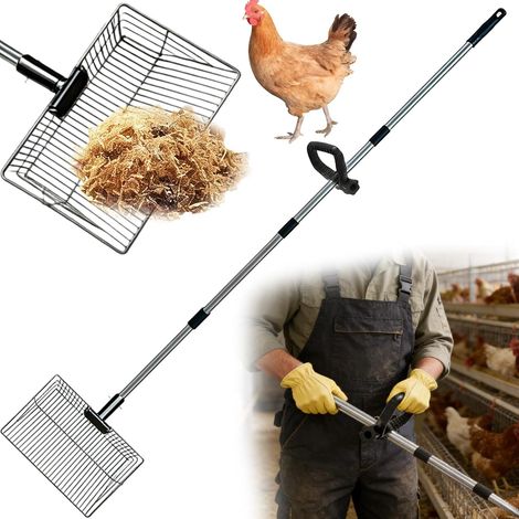 Pelle À Fientes, Pelle À Crottes De Poulet, Pelle À Tamis Pour Poulailler, Réglable, Accessoires Pour Poulailler Avec Poignée De 150cm, Séparation Des Fèces Et Des Débris Du Sable Pour Nettoyage (1/5)