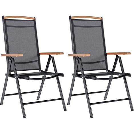 Gartenstühle Klappbar 2 Stk. Aluminium und Textilene Schwarz