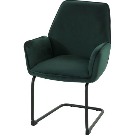Chaise cantilever HWC-G67, chaise de salle à manger, chaise de cuisine, tissu/textile Öko-Tex MVG  vert (1/5)