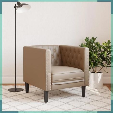 372657 Fauteuil Chesterfield cappuccino similicuir (1/5)
