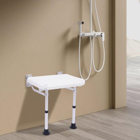 Wandmontage Duschklappsitz, HöHenverstellbar Duschhocker,Klappsitz,Duschstuhl Mit StüTzfüßEn FüR äLtere Menschen, Schwangere (1/5)