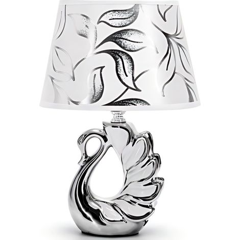 Lampe décorative en céramique avec sculpture de cygne, culot E14, style moderne et élégant (1/3)