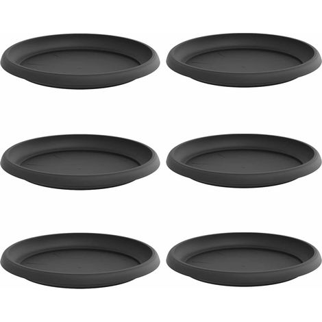 Maison Exclusive - Vassoio Rotondo per Fiori 6 pcs Nero Ø 14 x 2 cm Plastica