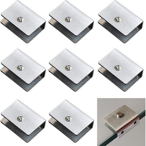 Pince à étagères en verre 8 pièces Supports d'étagère en verre fixés au mur Supports d'étagère en verre flottant pour 6-10mm Verre Acrylique Bois-INHHUB (1/4)