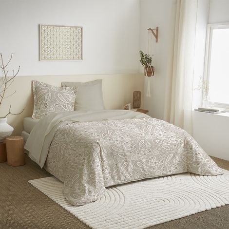 Parure de draps 4 pièces pour lit 140 x 190 cm Cachemire naturel - -