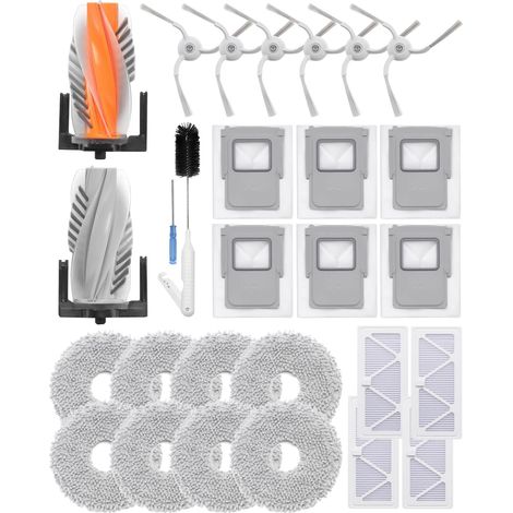 Set di 28 Ricambi Compatibili per DJI ROMO A/ROMO S/ROMO P, 2 Spazzole Principali, 6 Spazzole Laterali, 4 Filtri HEPA, 6 Sacchetti Aspirapolvere, 8 Panni di Pulizia (1/5)