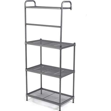 Scaffale da cucina a 4 ripiani 60 x 34,5 x 136 cm spazio di archiviazione ottimizzato piedini regolabili stile moderno ferro grigio 200012051